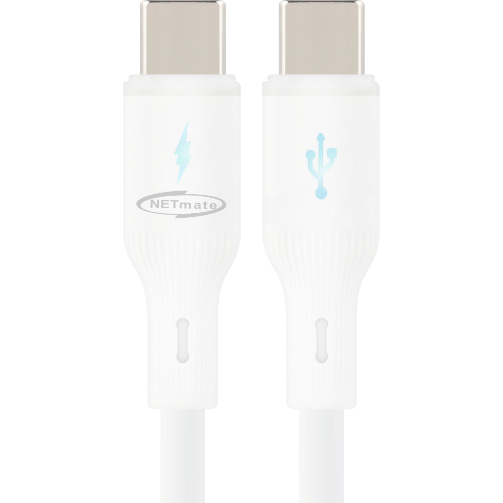 강원전자 넷메이트 USB2.0 C타입 실리콘 LED 케이블 1m (화이트) NM-UCC210LW