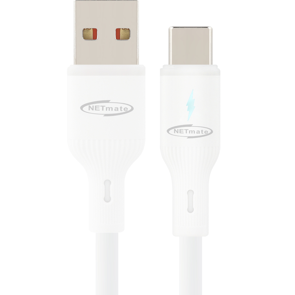 강원전자 넷메이트 USB2.0 AM-CM 실리콘 LED 케이블 2m (화이트) NM-UCA220LW