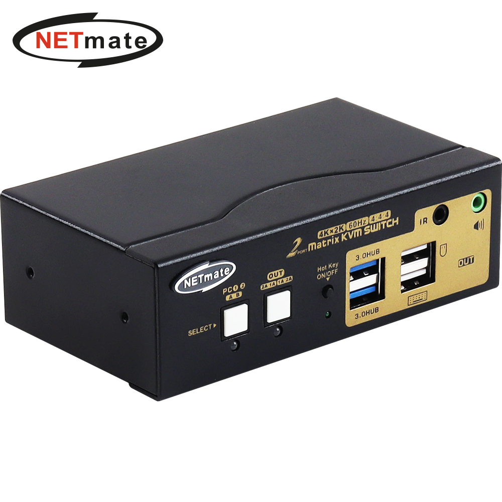 강원전자 넷메이트 듀얼 4K 60Hz HDMI 매트릭스 KVM 2:1 스위치(USB) NM-HKT4602D