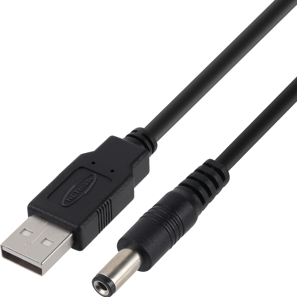 강원전자 넷메이트 USB 전원 케이블 2m (5.5x2.1mm/0.5W/블랙) NMC-UP2120P5B