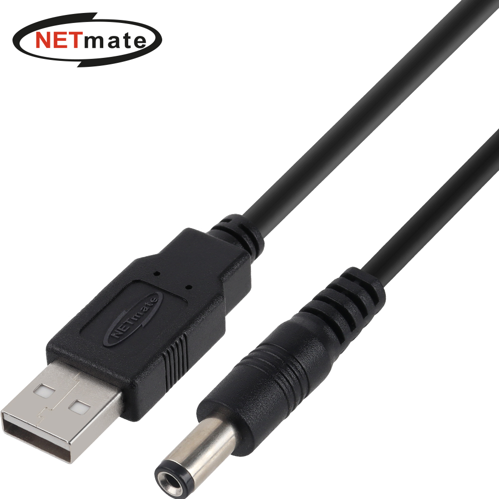 강원전자 넷메이트 USB 전원 케이블 1m (5.5x2.1mm/24W/블랙) NMC-UP211024B