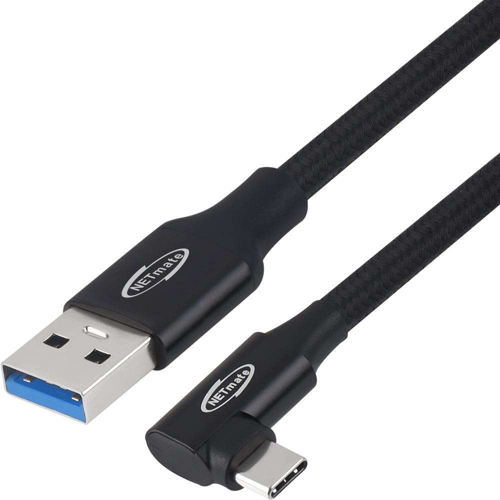 강원전자 넷메이트 USB3.2 Gen2 AM-CM 꺾임 케이블 2m (블랙) NM-UAC302BA
