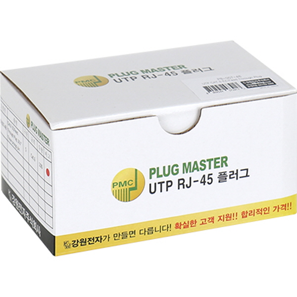 강원전자 플러그마스터 UTP CAT.6 RJ-45 8P8C EZ 플러그(클리어) - Three Prongs 핀 P8-007-48(100개)