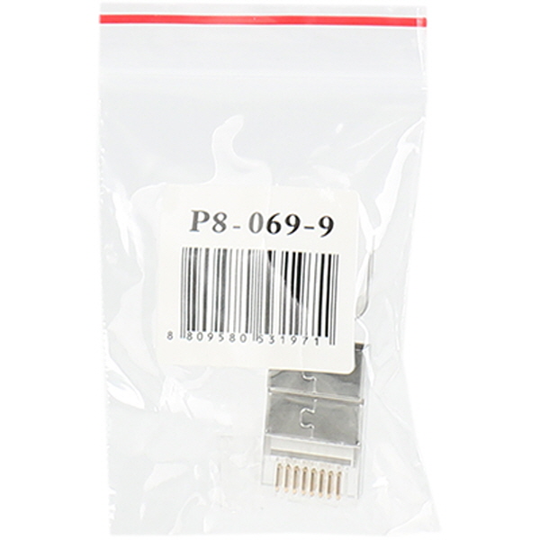 강원전자 플러그마스터 STP CAT.8 RJ-45 8P8C 플러그 - Three Prongs 핀 P8-069-9(100개)