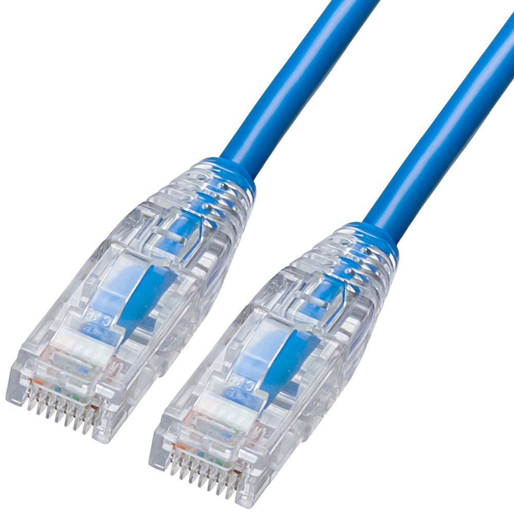 강원전자 산와서플라이 CAT.6A UTP Slim 랜 케이블 0.5m (블루) KB-SL6AYS-005BL