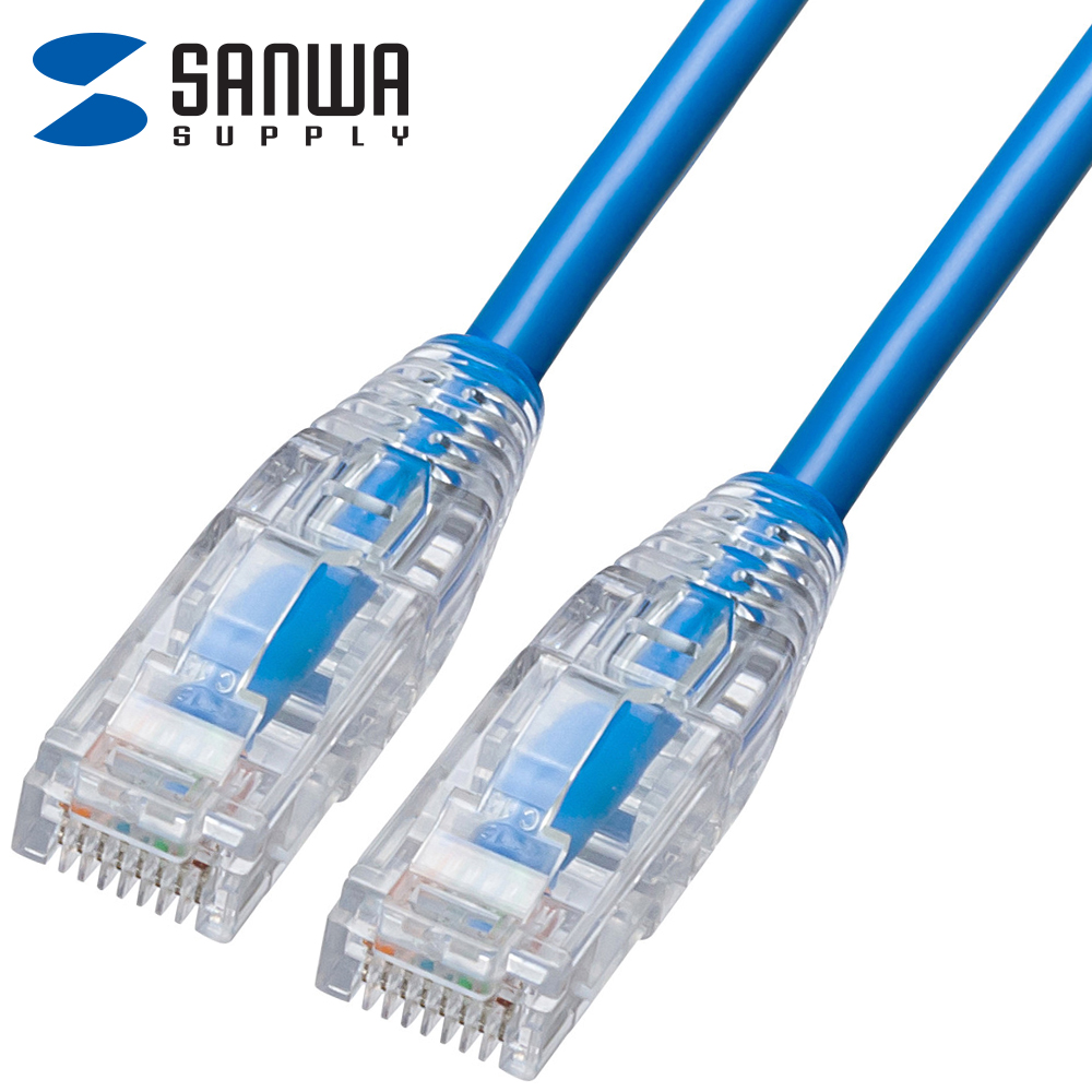 강원전자 산와서플라이 CAT.6A UTP Slim 랜 케이블 1m (블루) KB-SL6AYS-01BL