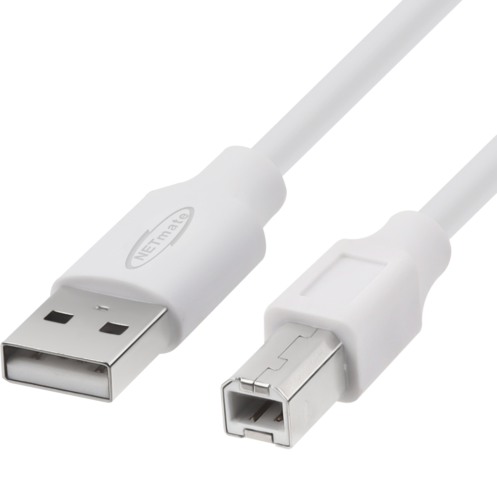 강원전자 넷메이트 USB2.0 AM-BM 케이블 2m (화이트) NM-TUB220