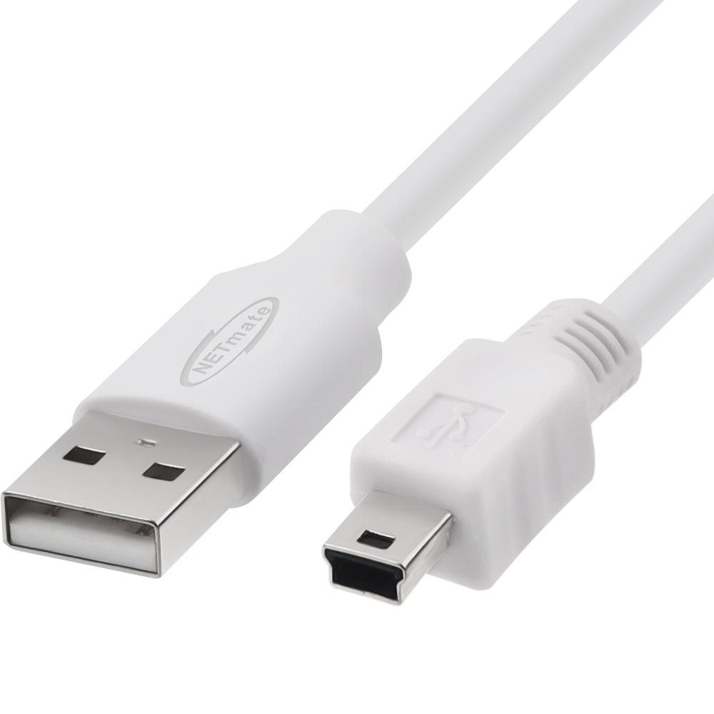 강원전자 넷메이트 USB2.0 AM-Mini 5핀 케이블 1.8m (화이트) NM-TUM218