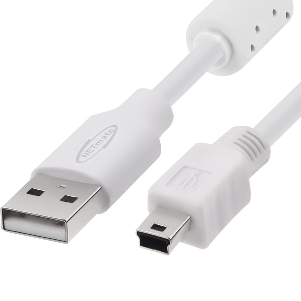 강원전자 넷메이트 USB2.0 AM-Mini 5핀 케이블 3m (화이트/노이즈필터) NM-TUM230