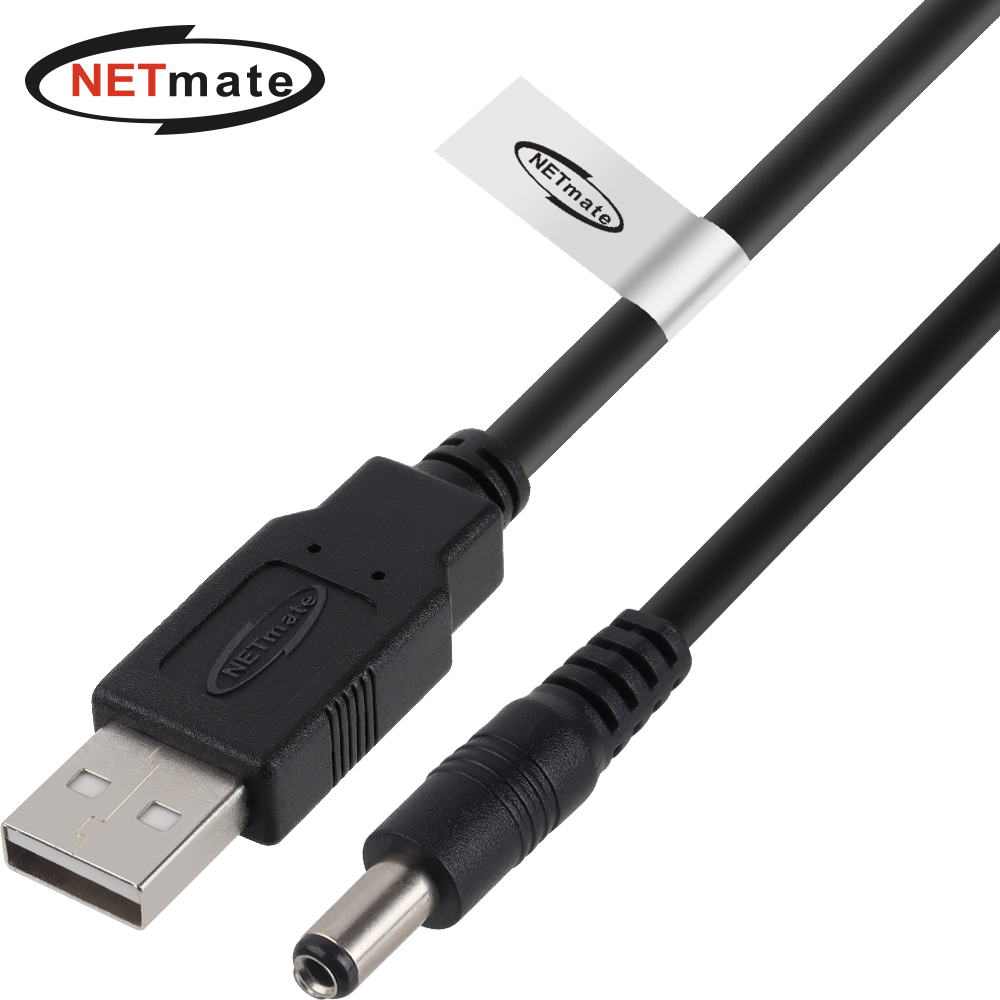 강원전자 넷메이트 USB 전원 케이블 1m (5.5x2.1mm/18W/블랙) NMC-UP211018B