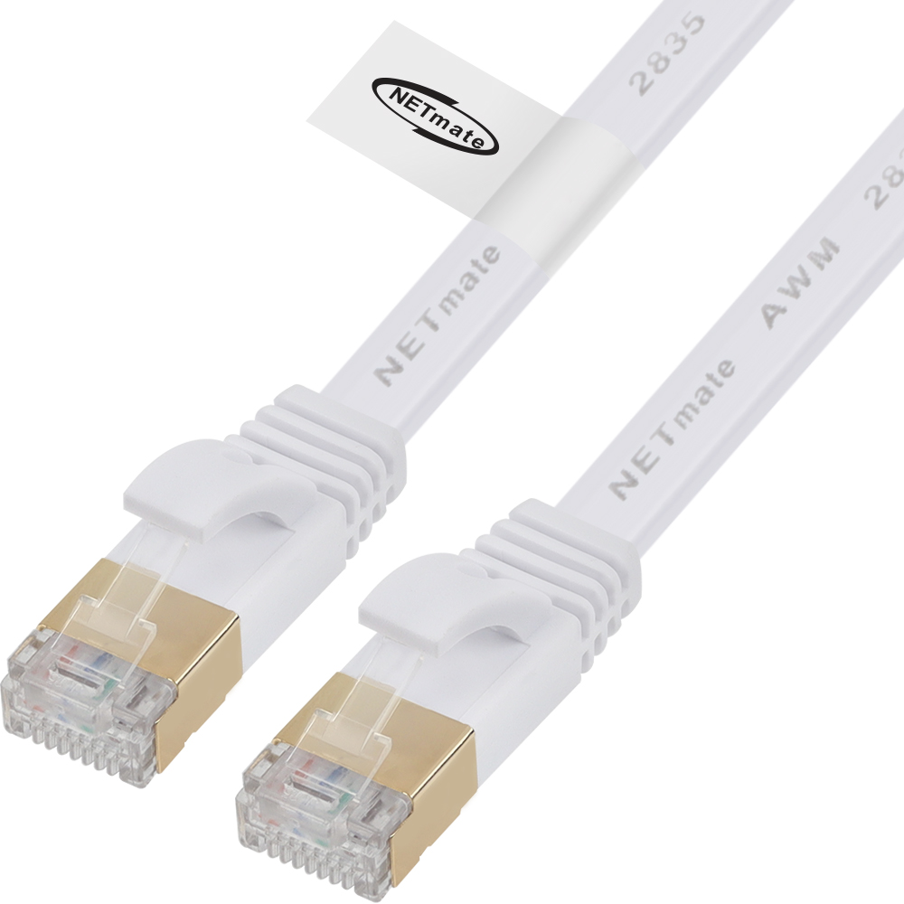 강원전자 넷메이트 CAT.7 STP FLAT 랜 케이블 0.5m (화이트) NM-UF705W