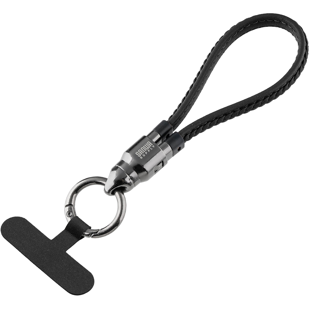 강원전자 산와서플라이 USB C타입 숏 스트랩 충전 케이블 22cm (블랙) 500-USB097BK
