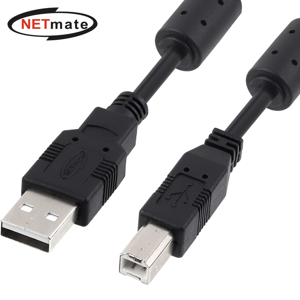 강원전자 넷메이트 USB2.0 AM-BM 케이블 5m (블랙/노이즈필터) NMC-UB250C