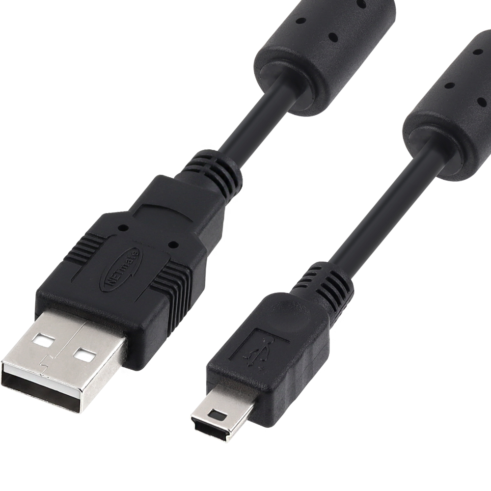 강원전자 넷메이트 USB2.0 AM-Mini 5핀 케이블 5m (블랙/24AWG/노이즈필터) NMC-UM250C