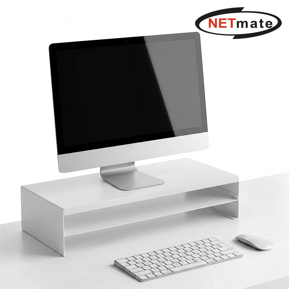 강원전자 넷메이트 다용도 2단 메탈 받침대, 560x260x125mm 화이트 NM-AM560WF