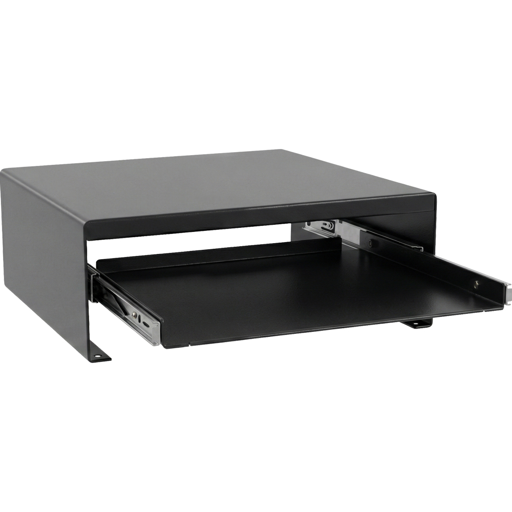 강원전자 넷메이트 다용도 2단 슬라이딩 메탈 받침대, 400x260x125mm 블랙 NM-AM400SB