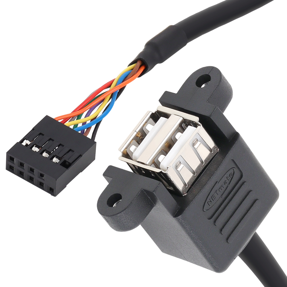 강원전자 넷메이트 USB2.0 2포트 메인보드 연결 판넬형 케이블 0.5m NM-UBC05N