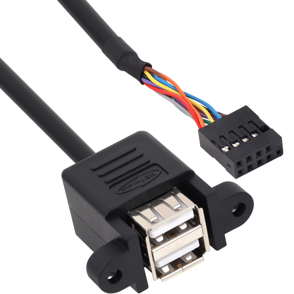 강원전자 넷메이트 USB2.0 2포트 메인보드 연결 판넬형 케이블 1m NM-UBC10N