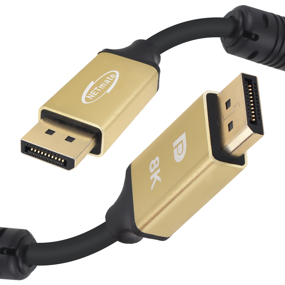 강원전자 넷메이트 VESA 공식 인증 DisplayPort 2.1 DP54 Gold Metal 케이블 1.5m NM-DPM015G