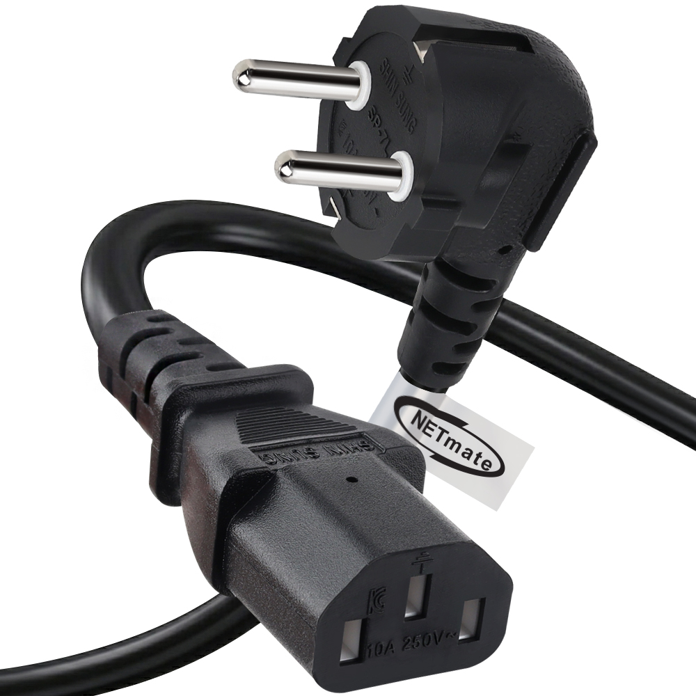 강원전자 넷메이트 3구 AC 파워코드 전원케이블 2m, 꺾임형 블랙 NMP-SPC020