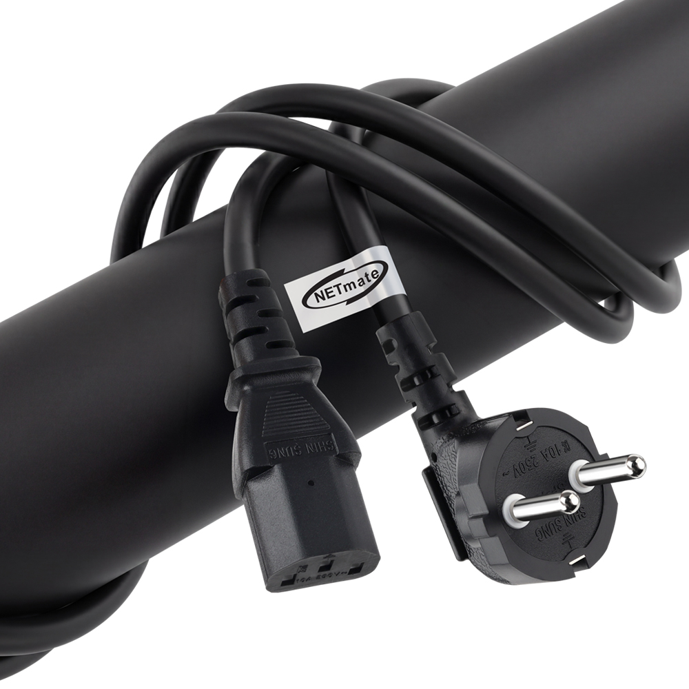 강원전자 넷메이트 3구 AC 파워코드 전원케이블 2m, 꺾임형 블랙 NMP-SPC020