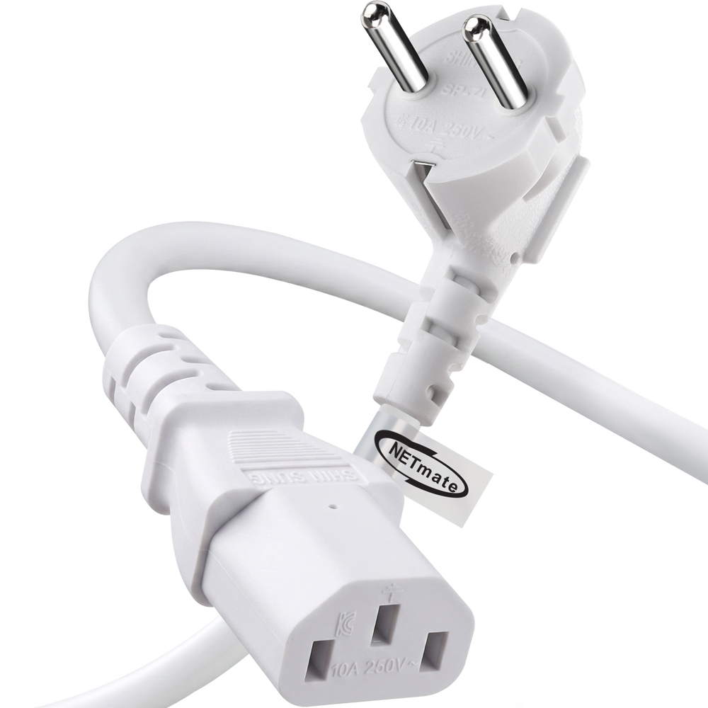 강원전자 넷메이트 3구 AC 파워코드 전원케이블 3m, 꺾임형 화이트 NMP-SPC030W