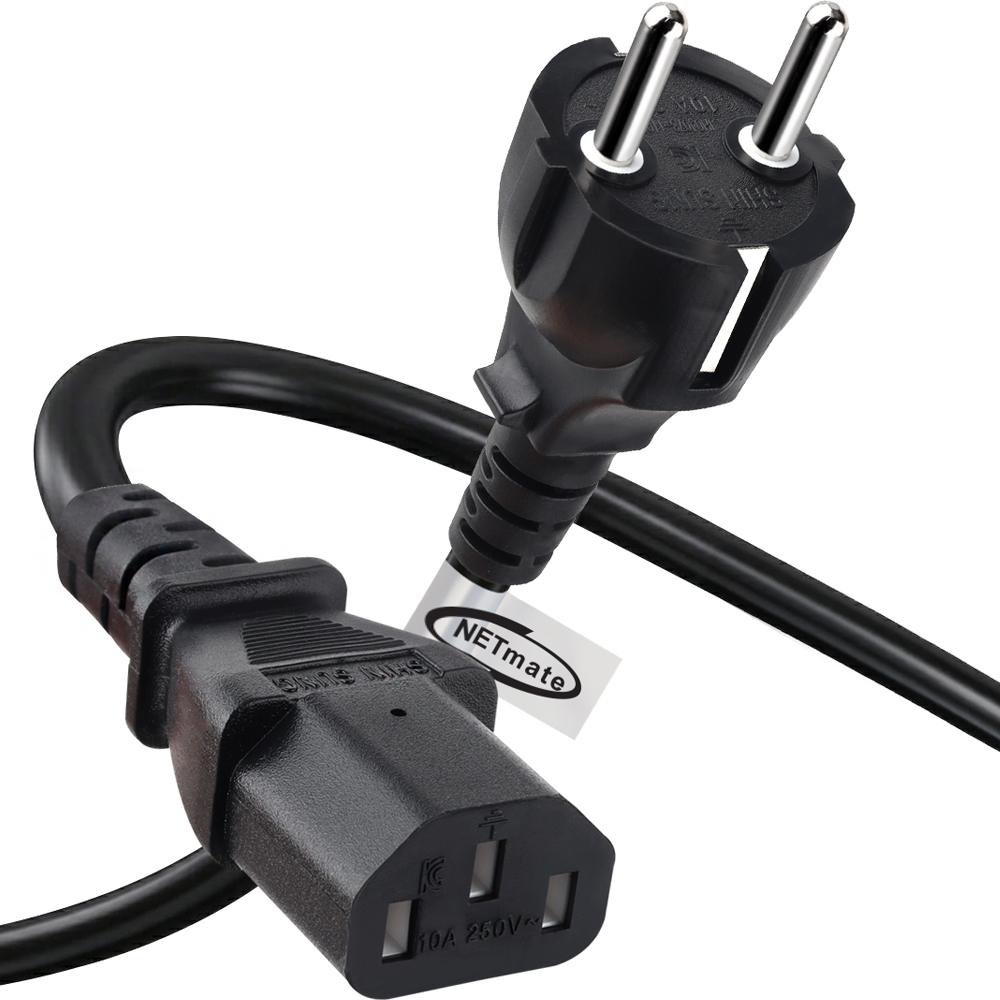 강원전자 넷메이트 3구 AC 파워코드 전원케이블 2m, 일자형 블랙 NMP-SPC020BS