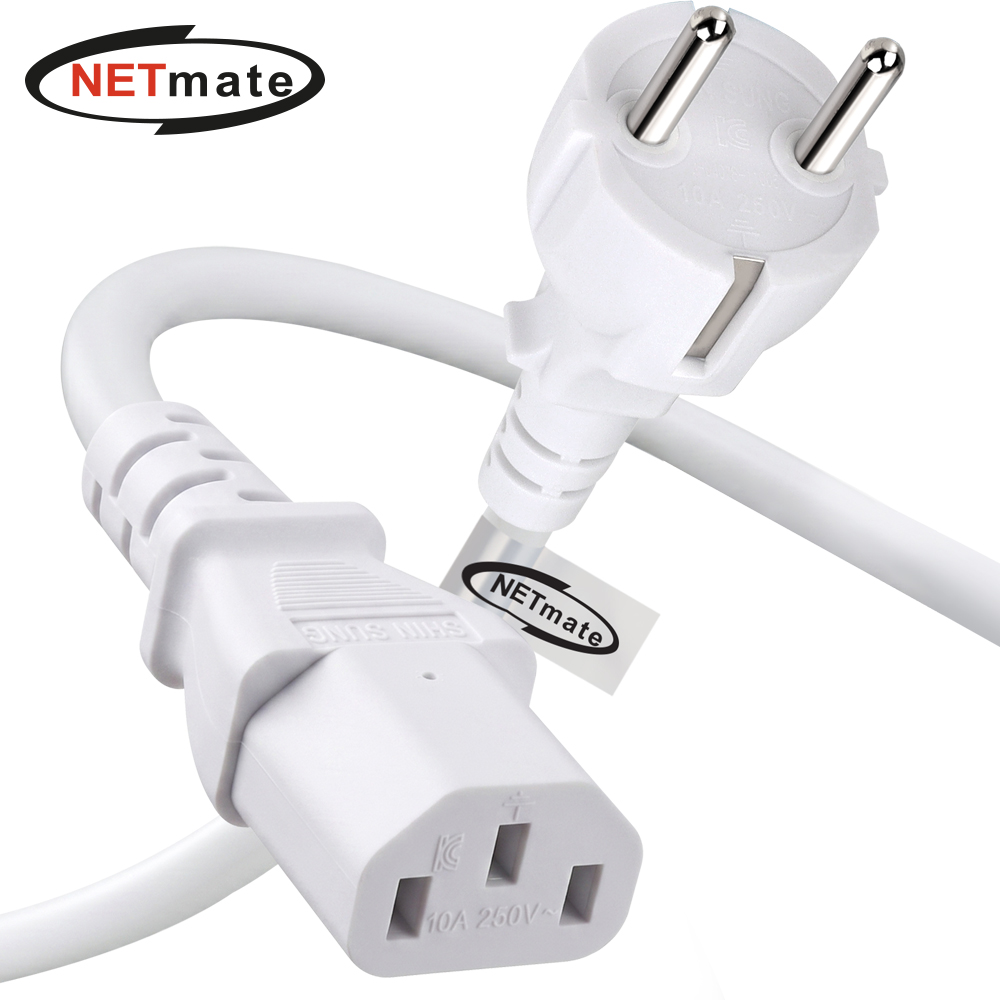 강원전자 넷메이트 3구 AC 파워코드 전원케이블 1m, 일자형 화이트 NMP-SPC010WS