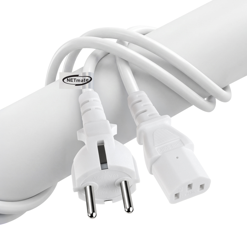 강원전자 넷메이트 3구 AC 파워코드 전원케이블 15m, 일자형 화이트 NMP-SPC150WS