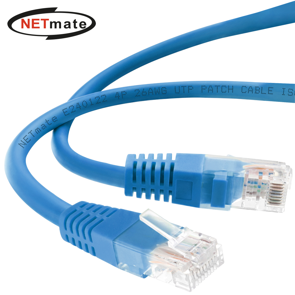 강원전자 넷메이트 CAT.5E UTP 랜 케이블 0.3m, 블루 NMC-U5003BL