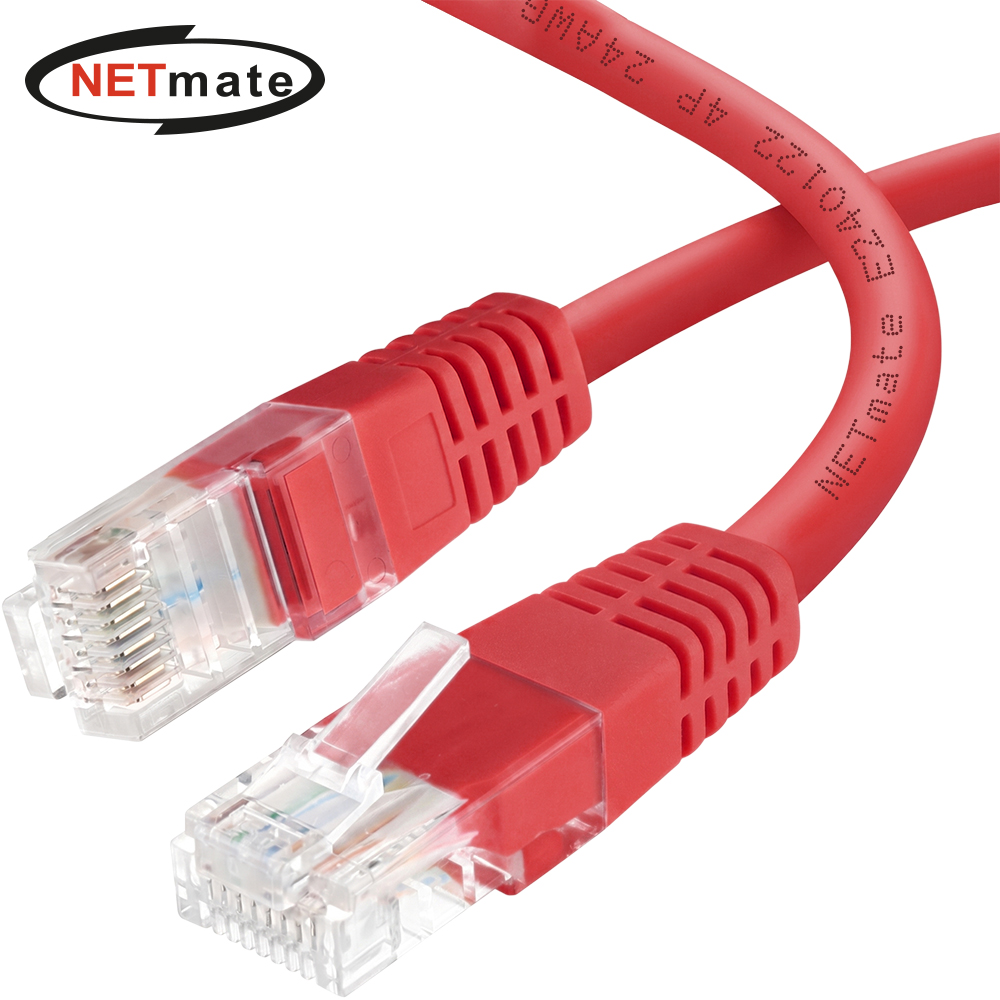 강원전자 넷메이트 CAT.6 UTP 랜 케이블 0.5m, 레드 NMC-U6005R