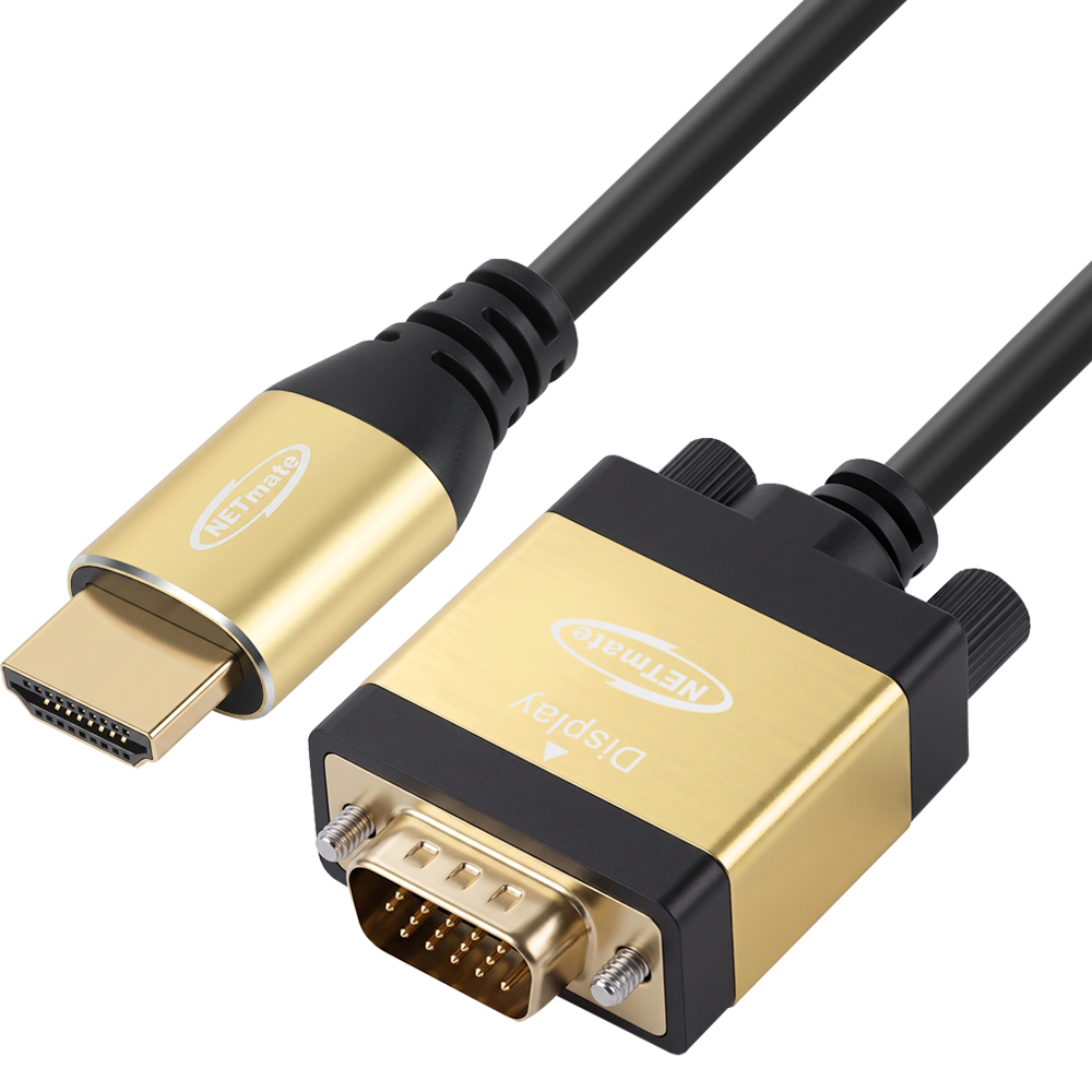 강원전자 넷메이트 HDMI to VGA(RGB) Gold Metal 케이블 3m NM-HVM30