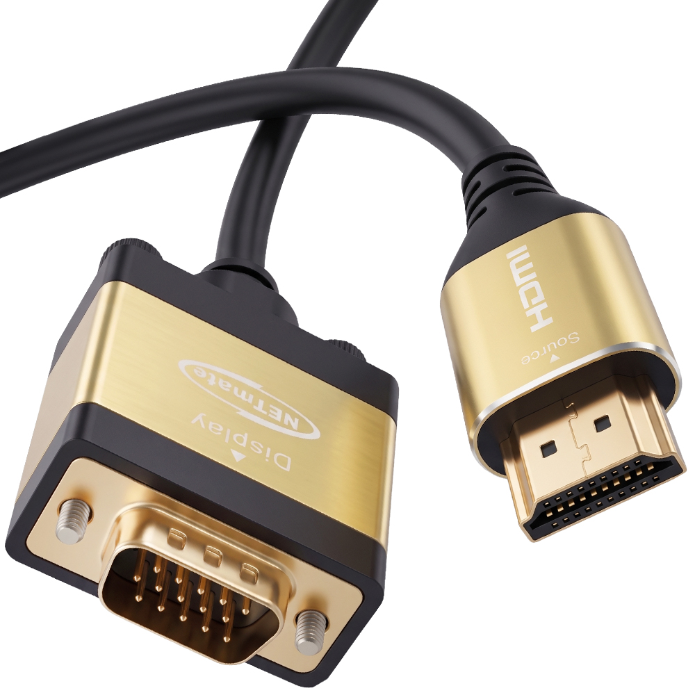 강원전자 넷메이트 HDMI to VGA(RGB) Gold Metal 케이블 10m NM-HVM100