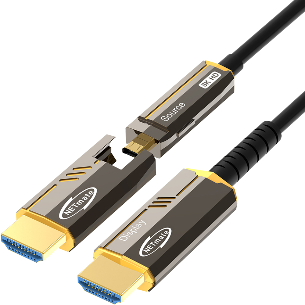 강원전자 넷메이트 HDMI2.1 Hybrid AOC 배관용 케이블 100m (골드) NM-HAP100DG