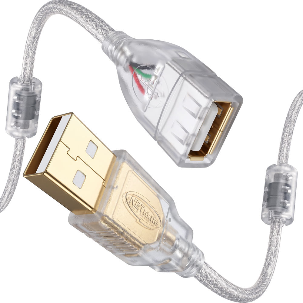 강원전자 넷메이트 프리미엄 USB2.0 연장 AM-AF 투명 케이블 2m NM-PUF220S
