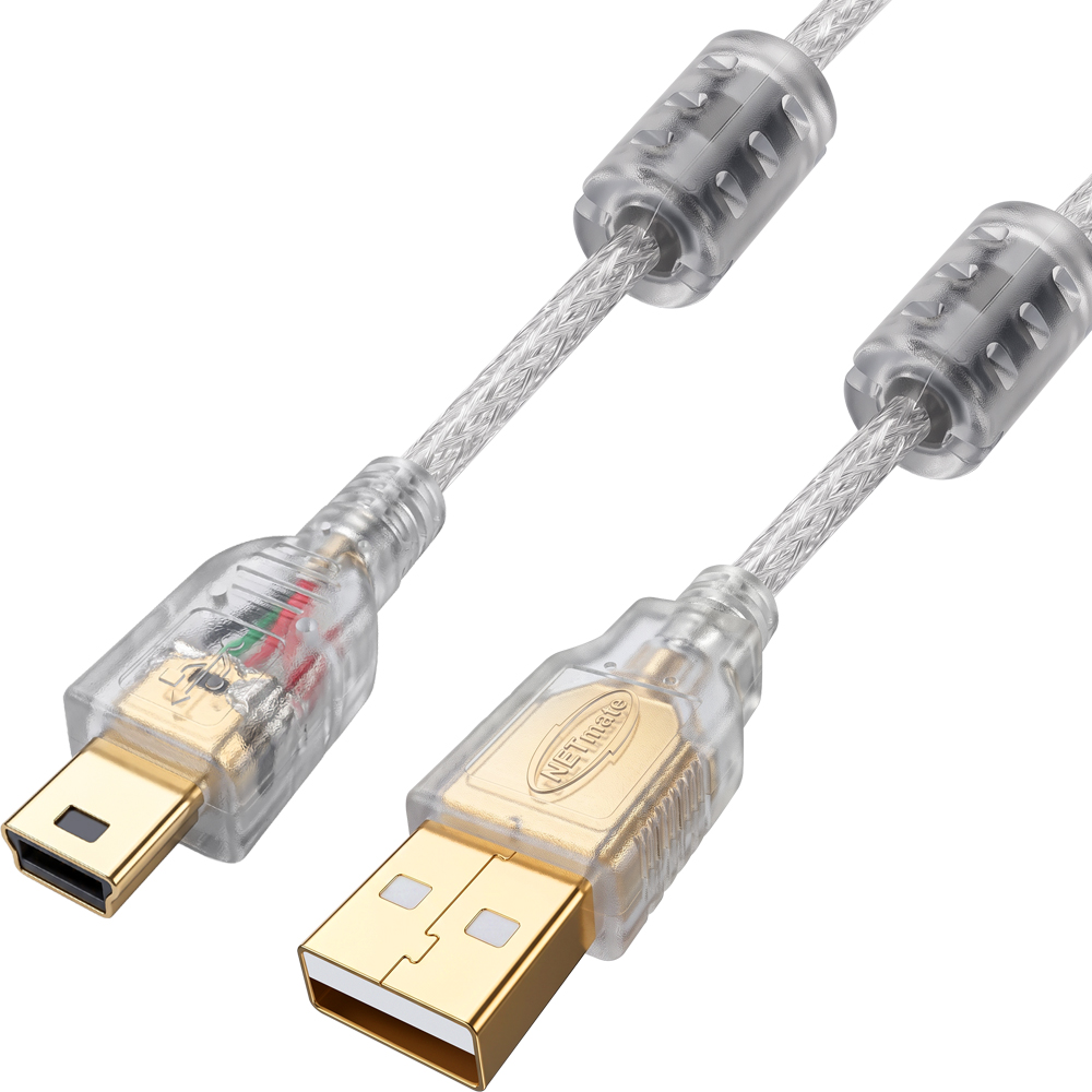 강원전자 넷메이트 프리미엄 USB2.0 AM-Mini 5핀 투명 케이블 3m NM-PUM230S