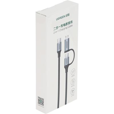 Ugreen U-70557 모바일 2in1 멀티 충전 케이블 1m (Type C&마이크로 5핀)