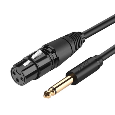 Ugreen U-20717 XLR 캐논(F)-TS(5.5 Mono) 마이크 케이블 1m