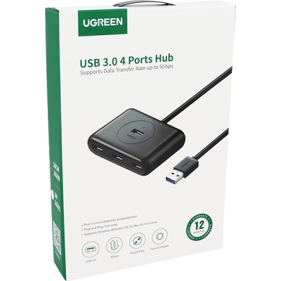 Ugreen U-20291 USB3.0 4포트 허브(유·무전원/1m/블랙)