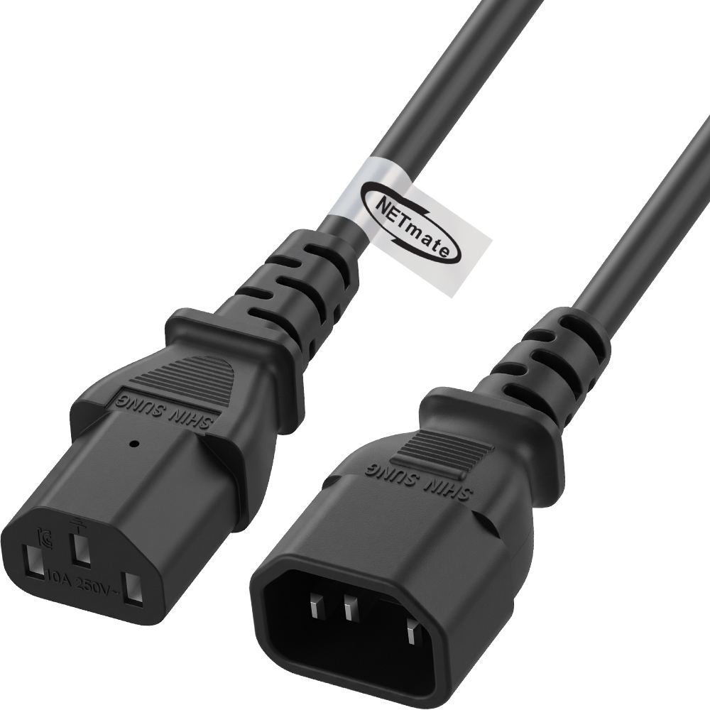 강원전자 넷메이트 AC 파워코드 연장 케이블 0.5m, 블랙 NMP-SPC005BF