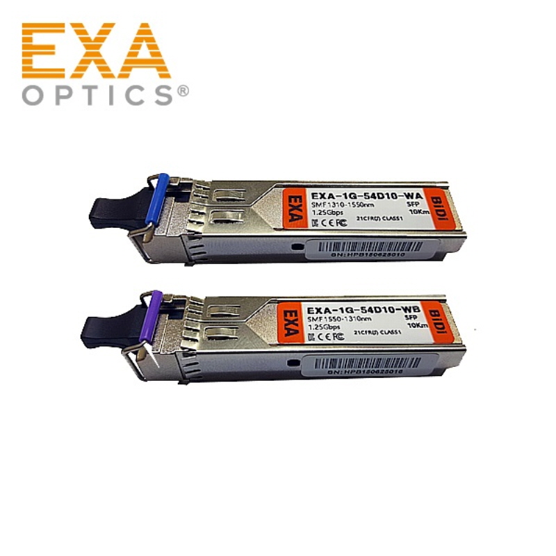 EXA GBIC Ubiquiti BiDi UF-SM-1G-S 10km 호환 광모듈 세트 EXA-1G-54D10-WAB-UBI