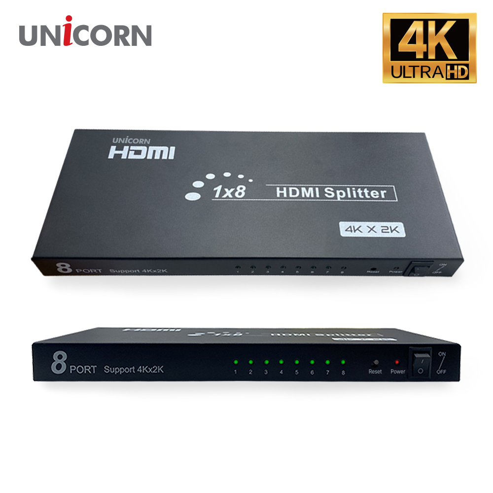유니콘 8포트 HDMI분배기 4K UHD HDMI스플리터 TV 모니터 영상분배기 ST-800HD