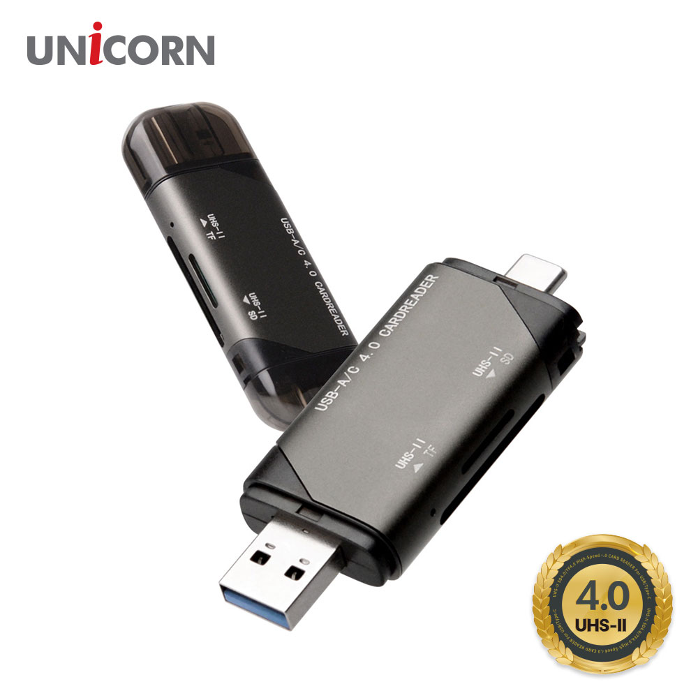 유니콘 UHS-II 지원 SD/TF4.0 4in 1 초고속 멀티카드리더기 A/C타입 XC-4000M