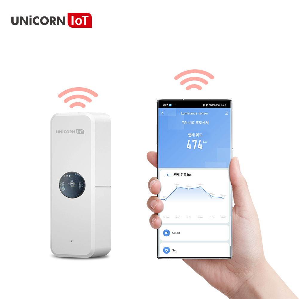 유니콘IOT 스마트 zigbee 방식 조도감지센서 밝기감지기 전용APP지원 TS-L10