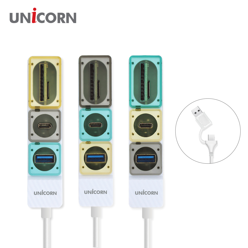 유니콘 Gen2 USB3.1 멀티USB허브 TF SD카드리더기 RHC-300C