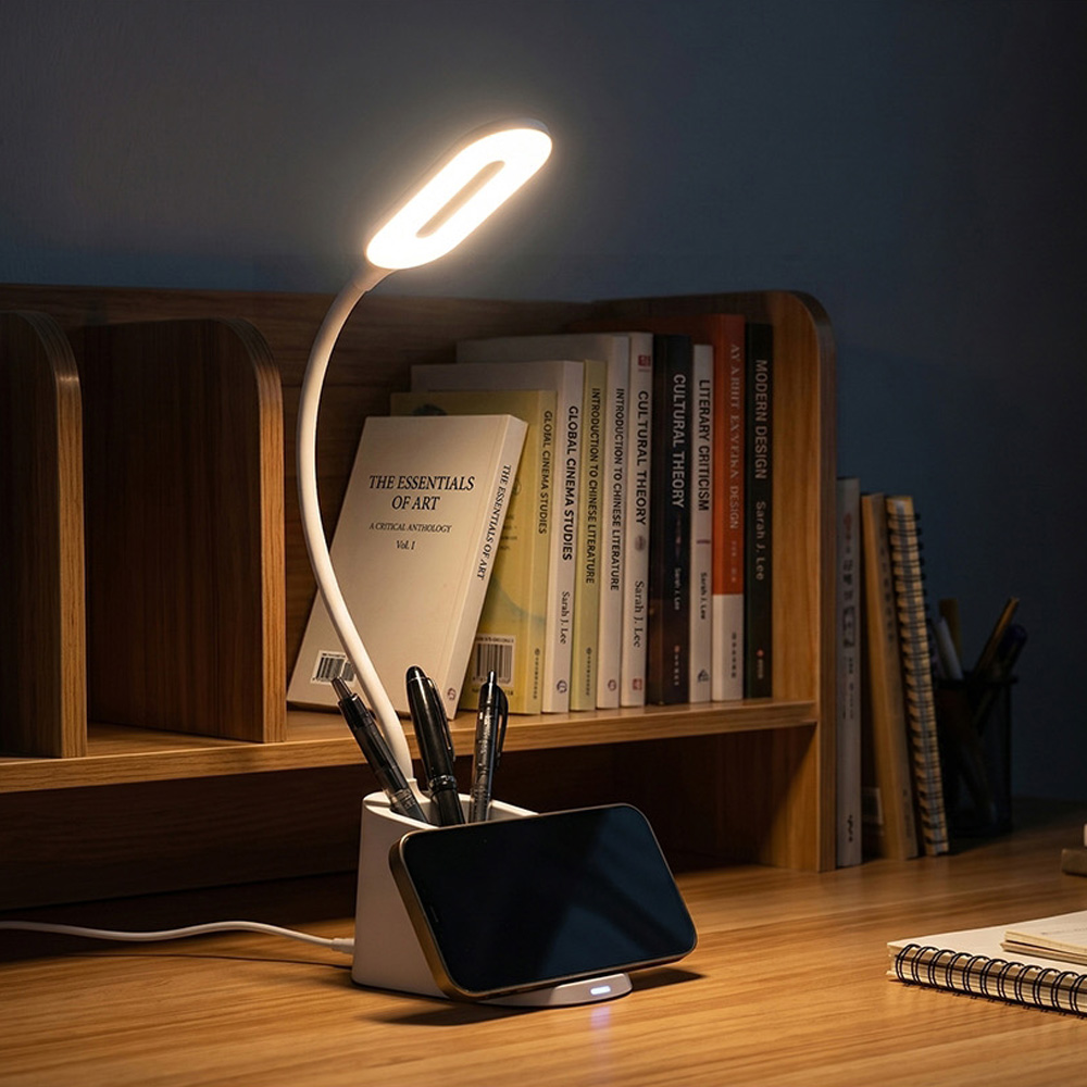 플레이고 A118 화이트 3in1 펜꽂이 LED 고속 무선충전 램프 스탠드
