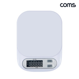 Coms 디지털 주방 저울 1g 단위 측정 영점기능 White