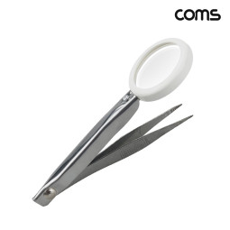 Coms 정밀작업용 핀셋 돋보기 확대경 8배율