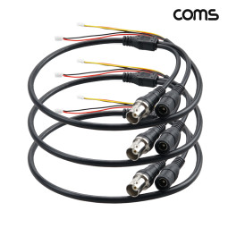 Coms CCTV 제작용 케이블 60cm DC전원 외경 5.5 내경 2.5 BNC잭 3개입