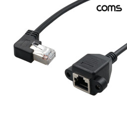 Coms RJ45 포트 꺾임 연장 케이블 30cm MF STP CAT5 브라켓 연결 좌향꺾임